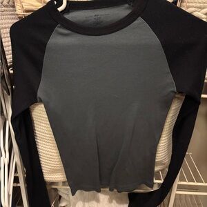 Brandy Melville Black and Gray Long Sleeve Top